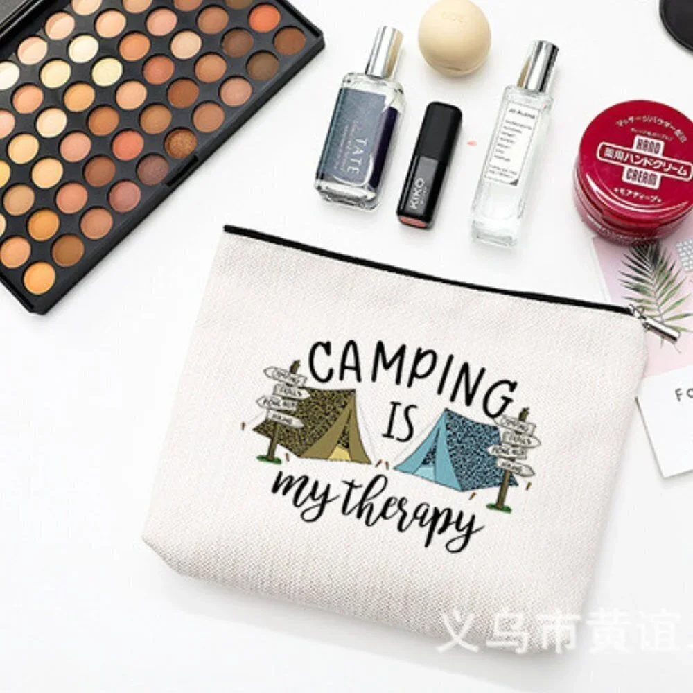 Cotton Linen Zipper Cosmetic Bag